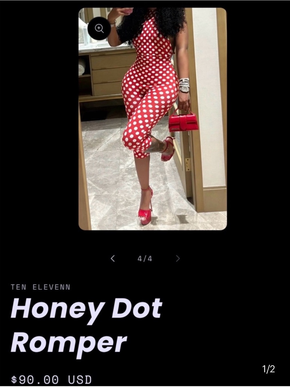 Honey Dot Romper - Red with White Polka Dots